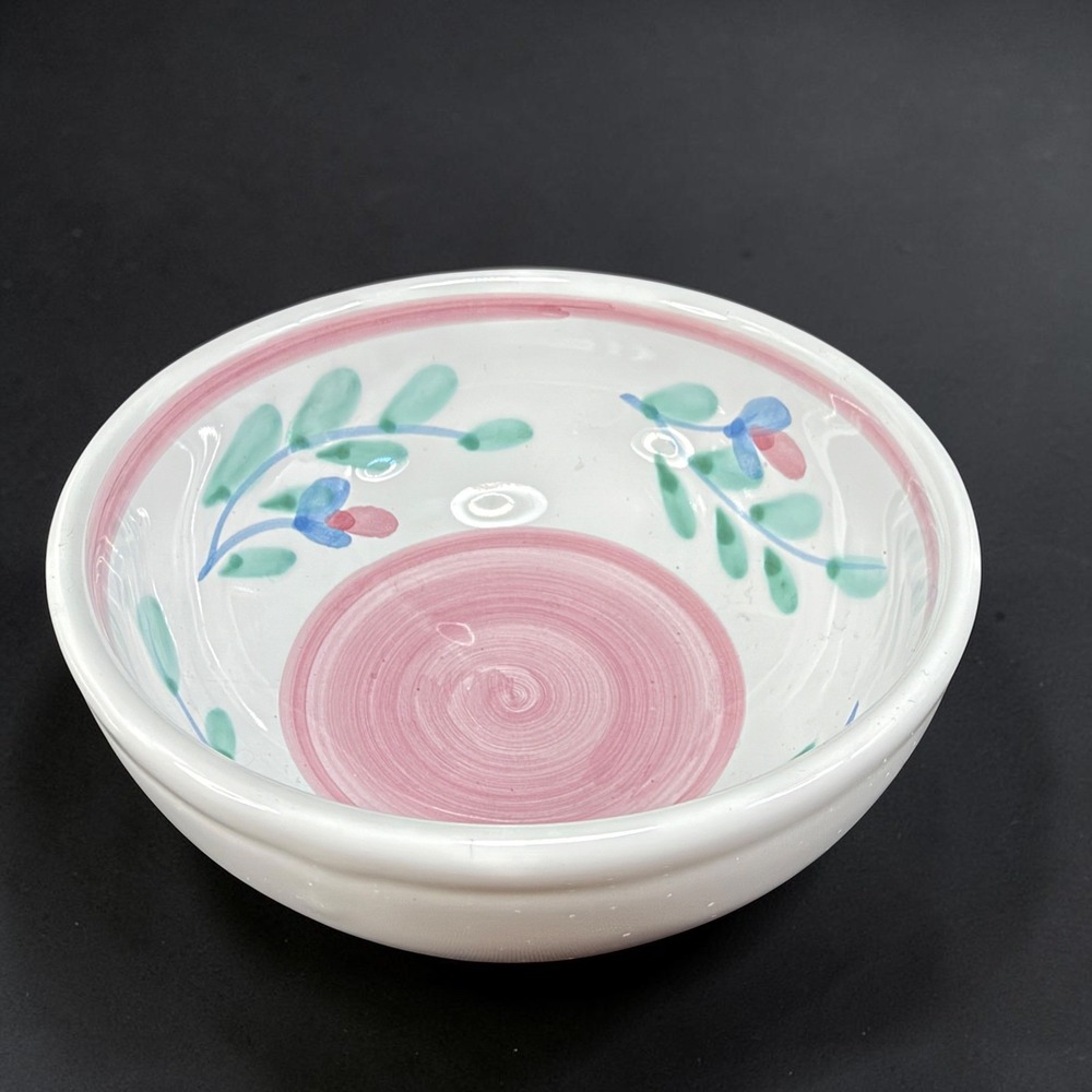 Caleca Italy Hand Painted Ceramic Floral Bowl Dish Sicilian Trinacria 5inch VTG